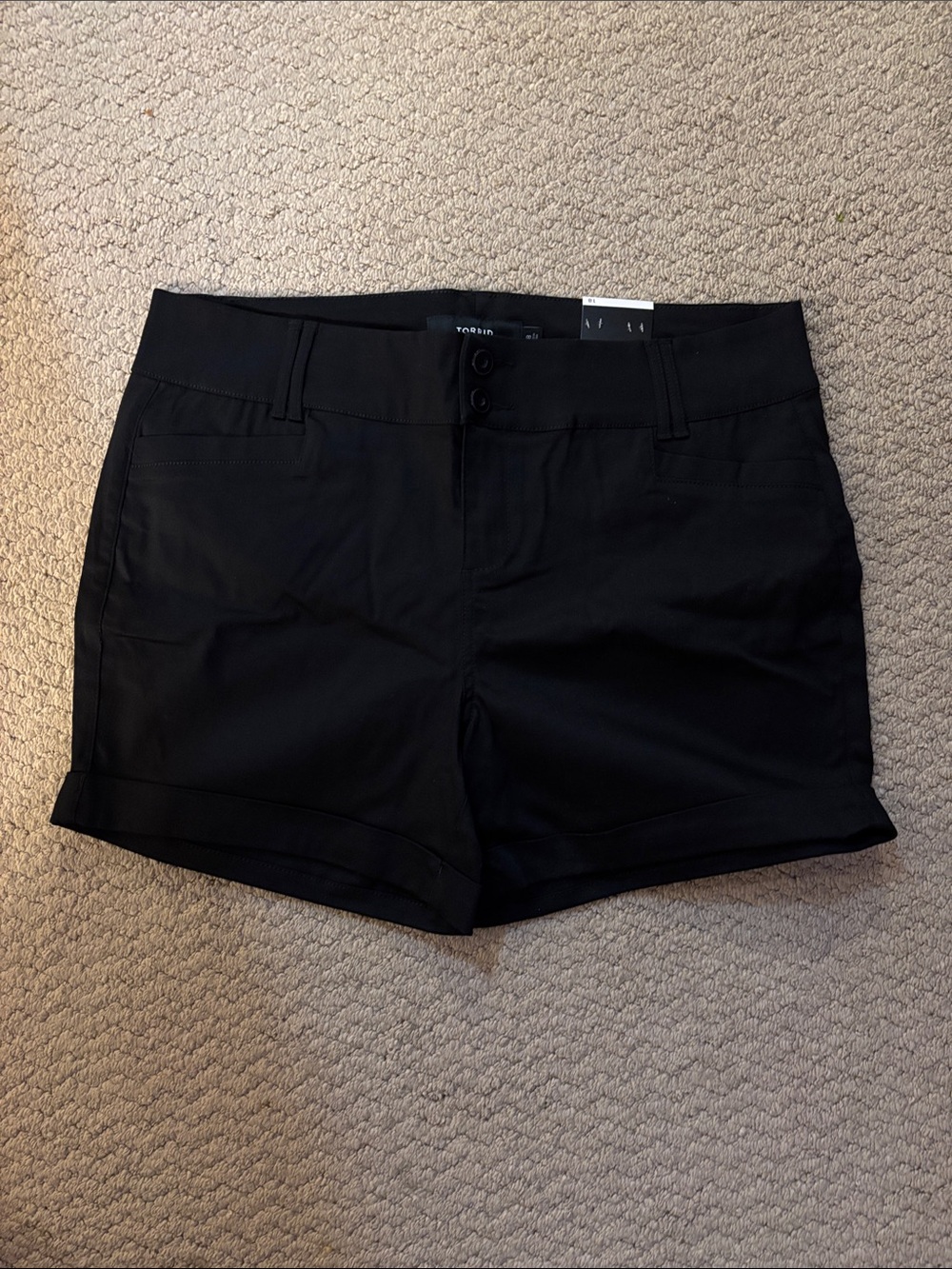 torrid Black Stretch Cuffed Bermuda Shorts